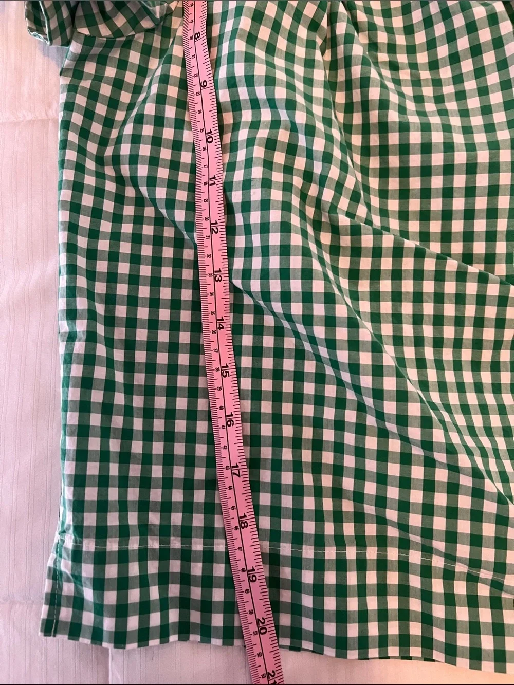 J. Crew Cotton Green Gingham Off-Shoulder Blouse